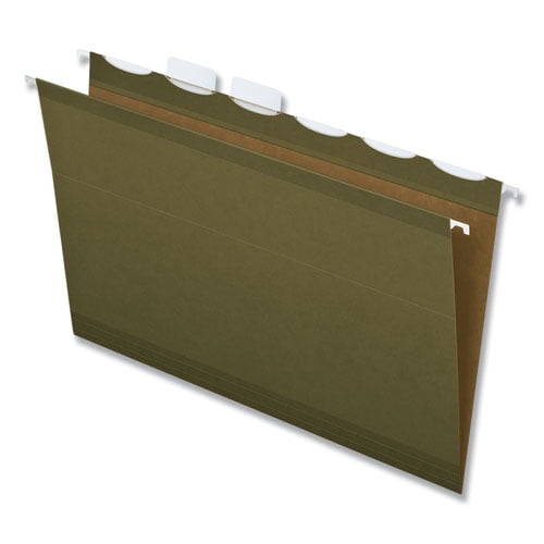 Ready-Tab Reinforced Hanging File Folders, Legal Size, 1/6-Cut Tabs, Standard Green, 25/Box | Bundle of 10 Boxes