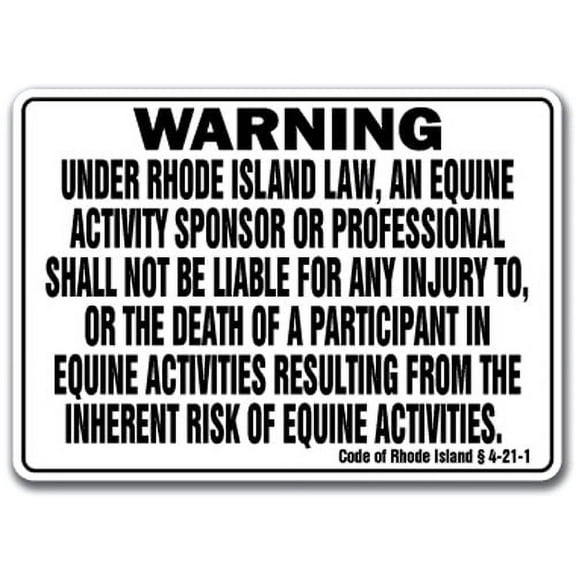 RHODE ISLAND Equine Sign activity liability warning statute horse barn stable