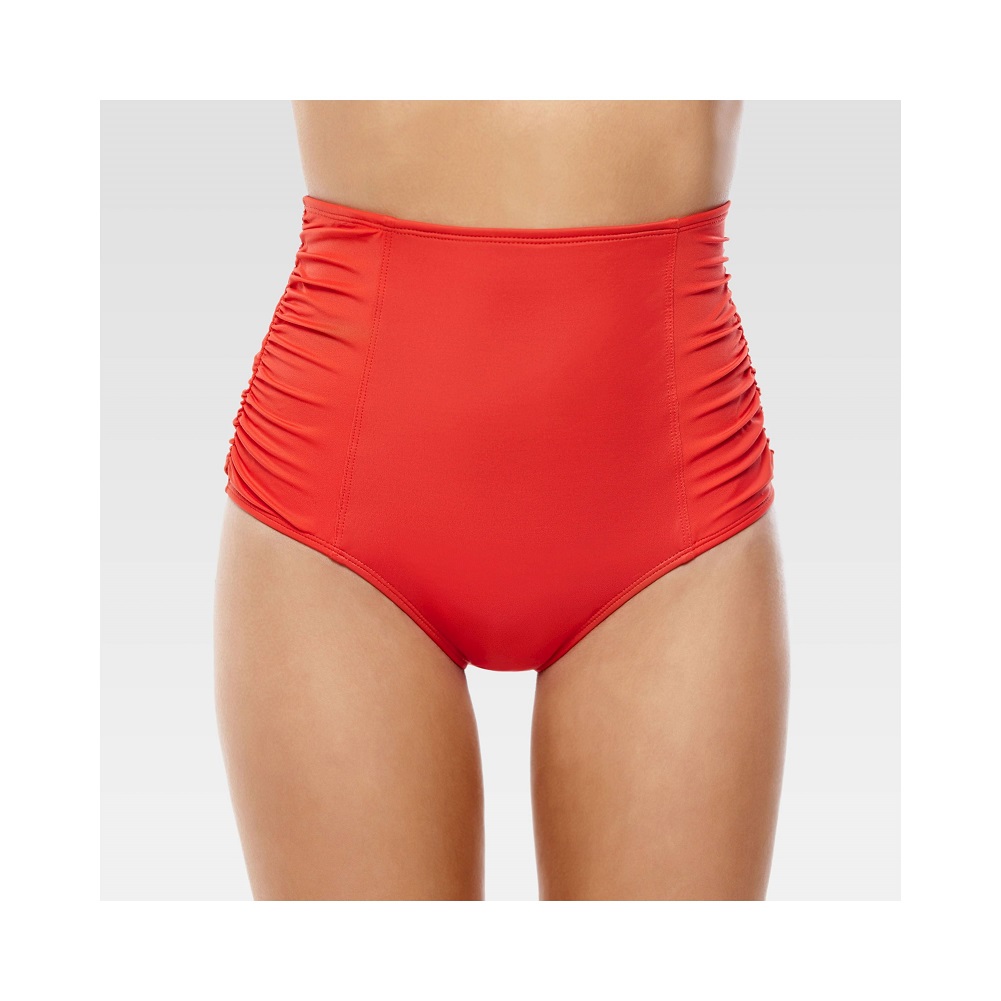coral high waisted bikini bottoms