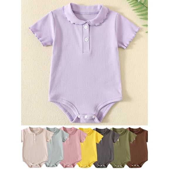 WIBACKER Baby Girl Boys Cotton Knit Bodysuit Short Sleeve Jumper Newborn Infant 0-26 Months Clothes