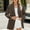 Coffee, variant on Blazers for Women,Women's Solid Color Button Pocket Long Sleeved Turndown Collar Suit Jacket Blue XXL