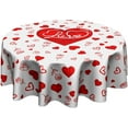 thumbnail image 1 of Valentine Round Tablecloth 60 Inch - Hearts Table Cloth Red Valentines Love Letter Table Cover for Kitchen Dining Room Farmhouse Picnic Indoor, 1 of 7