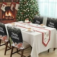 thumbnail image 4 of Merry Christmas Chair Covers Set of 1 Black Santa Claus Snowman Pine Tree Snow Farm Chair Back Covers Stretch Removable Washable Slipcovers Protector for Dining Room Kitchen Party Decor, 4 of 5