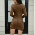thumbnail image 7 of Oplxuo Cable Knitted Dresses for Women Slim Fit Crew Neck Long Sleeve Bodycon Fall Winter Mini Sweater Dress, 7 of 7