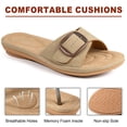 thumbnail image 5 of Ecetana Flat Sandals for Women Slip On Leather Slide Sandals Open Toe Beach Sandals for Summer, 5 of 6