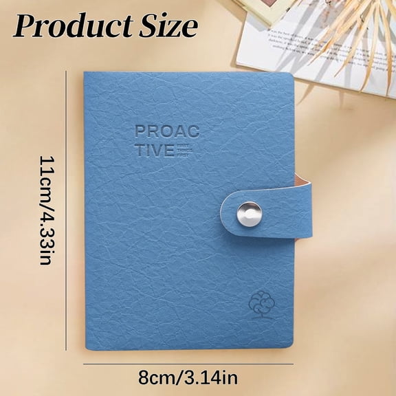Dusknt Pu Leather NoteBo0k A6 NoteBo0k with Button Closure, Daily Journal Small NoteBo0k 6 Color 11X8Cm for Work Study, First Things First Memo, 2 Pc, Blue