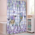 thumbnail image 5 of Shower Curtain Purple Flowers Shower Curtains for Bathroom Decor, Waterproof Polyester Shower Curtain Set with Hooks, Small Stall Size 36" x 72" Spring Floral Butterfly, 5 of 9