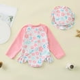 thumbnail image 4 of NIEWTR Children Comfortable Breathable Skin Friendly Long Sleeved Swimsuit Fashionable Printed Zipper Swimsuit Swimwear Beach Bathing Suit for Summer Vacation 12-18 Months Pink, 4 of 4
