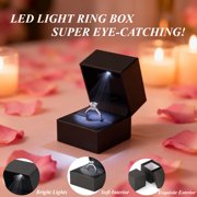Luxury LED Light Jewelry Box, Ring Box Wiht Led Light for Engagement Proposal,Black.