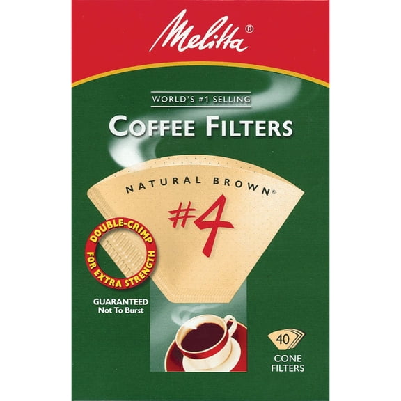 Melitta #4 Cone Coffee Filters, Natural Brown, 40 Count Pack of 12 — Residential Use, Standard Application
