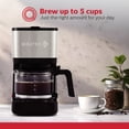 thumbnail image 3 of Holstein Housewares 5-Cup Automatic Steel Coffee Maker - 25oz Capacity, Pause N Serve, One-Touch Operation, Non-Stick Warming Plate, Water Level Indicator - Reusable Filter - Compact Design - Black, 3 of 8