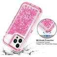 thumbnail image 4 of For Apple iPhone 15 Pro 6.1 inch Dual Layer Protective Shockproof Tough Defender Sparkling Liquid Glitter Heart Case Cover light Pink, 4 of 5
