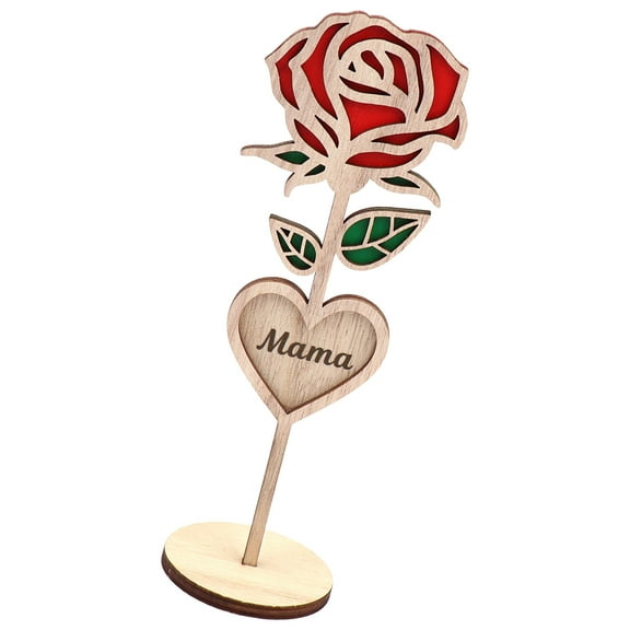 HOMEMAXS Mother's Day Wooden Rose Decor Elegant Centerpiece for Photo Decoration Multi .5 Inch