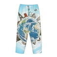 thumbnail image 5 of Disketp World Travel Print Women'S Comfy Pajama Pants Casual Drawstring Palazzo Lounge Wide Leg Pants, 5 of 9