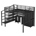 thumbnail image 3 of Solid and Stable Metal Loft Bed with Table Set and Wardrobe, Full (Black), 3 of 12