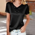 thumbnail image 2 of Agkizg Women's Crew Neck Short Sleeve T Shirt Solid Color Mesh Rhinestone Casual Basic Daily Fashion Top, 2 of 5