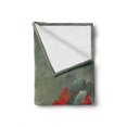 thumbnail image 2 of Dragonfly Soft Flannel Fleece Throw Blanket, Traditional Japanese Painting Lotus Blooms in Hazy Tones Design, Cozy Plush for Indoor and Outdoor Use, 70" x 90", Red Reseda Green, by Ambesonne, 2 of 6