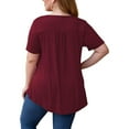 thumbnail image 3 of Timegard Plus Size Tops for Women Scoop Neck Lace Ruched Short Sleeve Loose Comfy Tops Tee Solid Color, 3 of 4