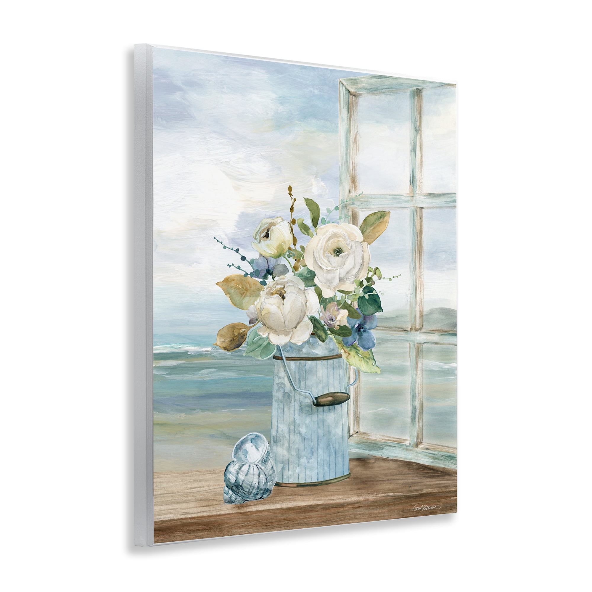 Stupell Industries Seaside Florals on Windowsill Wall Plaque Art, design by Carol Robinson