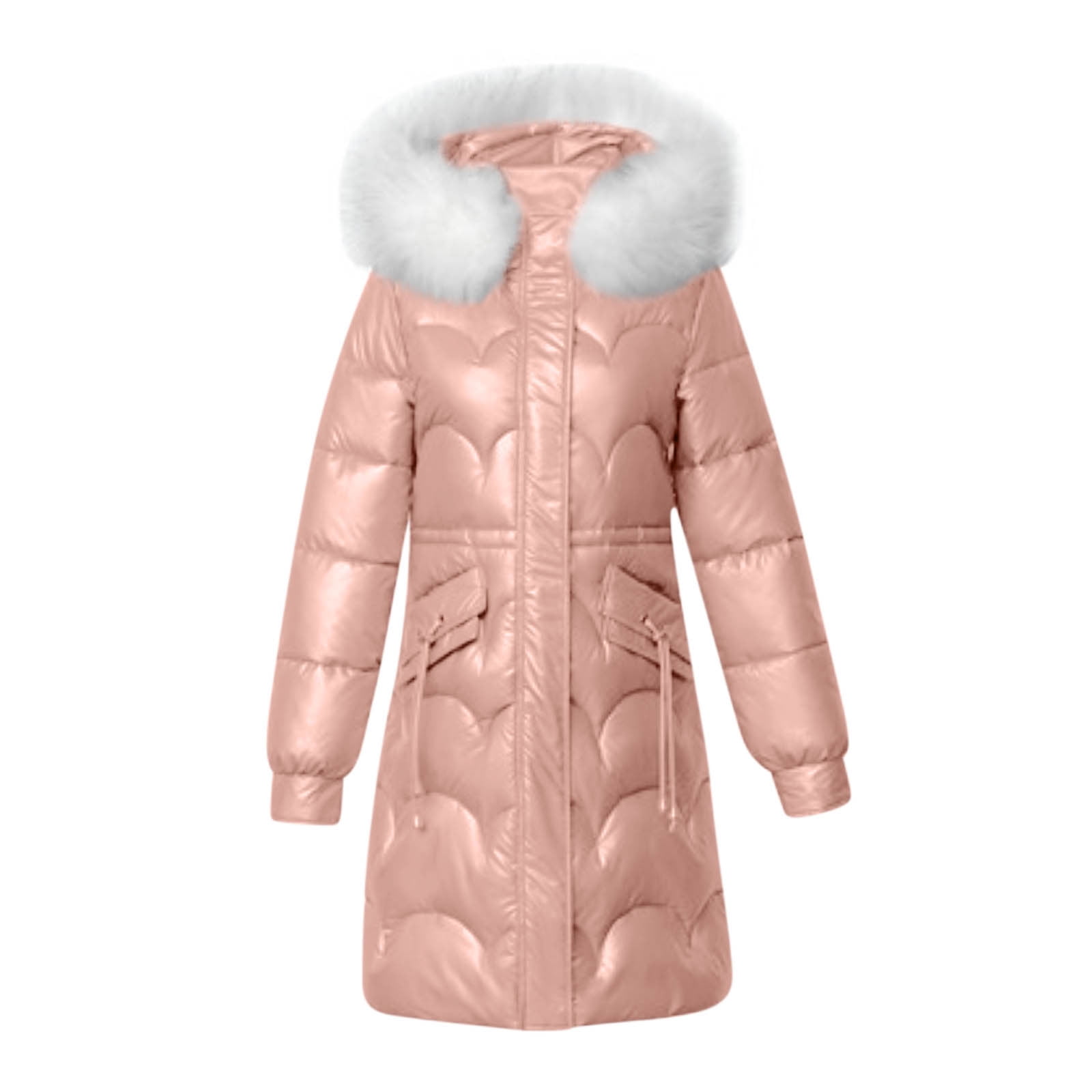 TrendVibe365 Puffer Jackets Women Metallic Pink Long Sleeve Y2K Jacket  Hooded Long Winter Coats Packable Warm Outerwear Metallic Thick Coat  Buttons Winter Clothes with Pockets 2023 Overcoat 