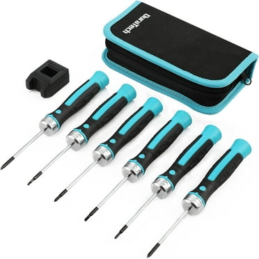 DURATECH 6-Piece Precision Screwdriver Set, Phillips, Slotted, Magnetic Screw Drivers with Innovated Ratcheting Setting, Magnetizer and Storage Bag, Repair Tool Kit for Eyeglass, Watch, Jewelry