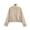 Khaki, variant on Womens Jackets and Coats High Stand Collar Zip Up Cropped Outerwear Minimalist Gathered Hem Elastic Waist Windbreaker for Spring Fall City Walk Commuting