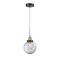 thumbnail image 4 of Innovations Lighting  Beacon - 1 Light 8" Cord Hung Mini Pendant Matte White/Black Antique Brass, 4 of 5