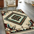 thumbnail image 3 of Boho Red Teal Brown Large Area Rugs for Bedroom Living Room, Soft Non Slip Carpet Bedside Rug, Southwestern Vintage Geometric Rectangular Floor Cover Kitchen Accent Rug 3'x5' for Dining Room/Office, 3 of 9