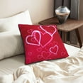 thumbnail image 6 of Velvet Decorative Throw Pillow Covers Set of 2, Soft Square Cushion Cover with Invisible Zipper Romance Valentine Pink Love Heart Printing, 16"x16", 6 of 7