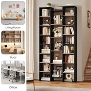 Homfa 21-Cube Bookcase, 71’’ Tall Wooden Bookshelves with Adjustable Shelves, Triple Wide CD Display Storage Organizer Shelf for Home Office, Black+Brown