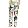 thumbnail image 3 of Disketp Cute Dinosaurs Print Women'S Comfy Pajama Pants Casual Drawstring Palazzo Lounge Wide Leg Pants, 3 of 9