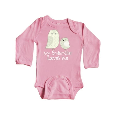 

Inktastic My Godmother Loves Me Gift Baby Boy or Baby Girl Long Sleeve Bodysuit