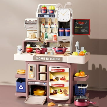 Kbndieu Kids Kitchen Playset, Kids Toys Kids Pretend Play Kitchen Set with Cooking Stove, Simulation of Spray, Play Sink and Play Food - Toy Kitchen for Toddler (16.45"x13.58"x6.29") on Clearance