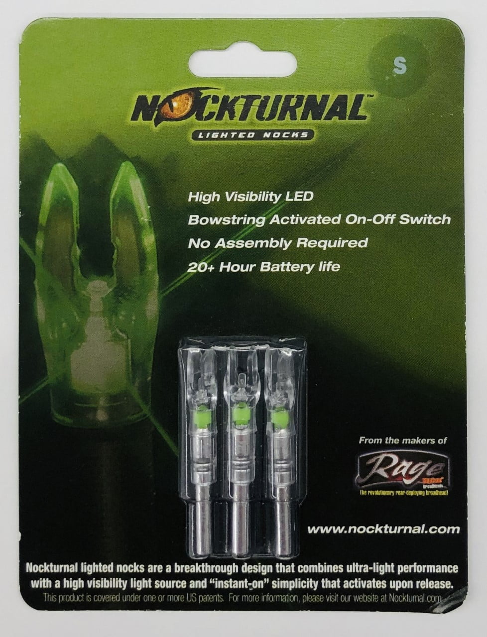 Rage Nockturnal Lighted Nocks 3 Pack Red NT-114 GT also fits PSE Made In USA 