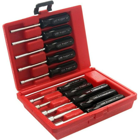 Xcelite Tools XCL-413MM Kit de Tournevis à Arbre Métrique Percé de 10 Pièces dans un Boîtier en Plastique Rouge