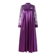 thumbnail image 3 of VONDA Women Long Sleeve Mock Neck Lace Patchwork Maxi Dress Vintage Kaftan Dresses, 3 of 10