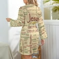 thumbnail image 6 of Jesus, Biblical References Night Robe Long Sleeve V Neck Robe With Belt Women's Sleepwear Dresses, 6 of 9