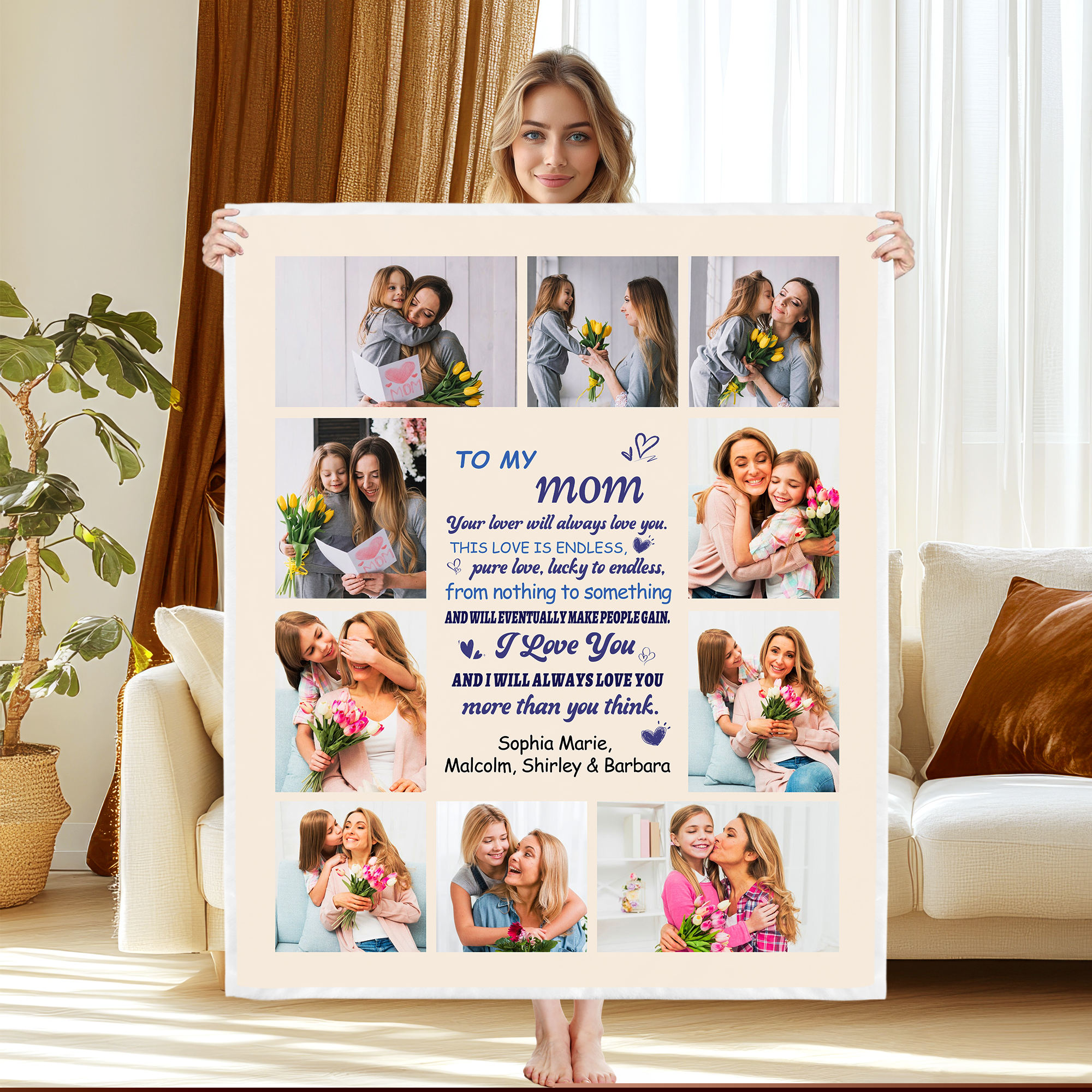 Personalized Mother's Day Blanket Gifts for Best Mom Ever, Custom Blanket with Photo, Birthday Gifts for Mom, 30"x40"
