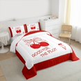 thumbnail image 3 of Manfei Cartoon Cute Cherry Bedding Comforter Set, Initial A Letter Twin Comforter Sets, Red Bowknot Ribbon Reversible Bedding Set, Ultra Soft Home Decor, 2pcs, 3 of 8