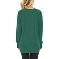 thumbnail image 4 of Pompotops T-Shirt Décontracté à Col Rond pour Femmes Manches Longues Ample Blouse Unie, 4 of 9
