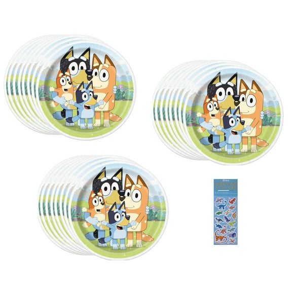 Bluey Birthday Party Supplies Bundle includes Lunch Paper Plates - 24 Count