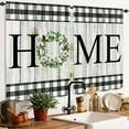 thumbnail image 4 of Farmhouse Kitchen Curtains Country Rustic Kitchen Window Curtains Over Sink Flower Leaves Small Short Cafe Curtains Buffalo Plaid Bathroom Window Treatment Tier Curtains 2 Panels (27.5x39 Inch), 4 of 6