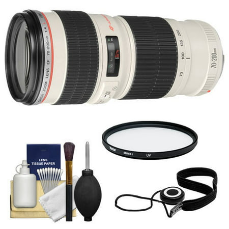 Canon EF 70-200mm f/4 L USM Zoom Lens + UV Filter + Accessory Kit for EOS 6D, 70D, 5D Mark II III, Rebel T3, T3i, T4i, T5, T5i, SL1 DSLR