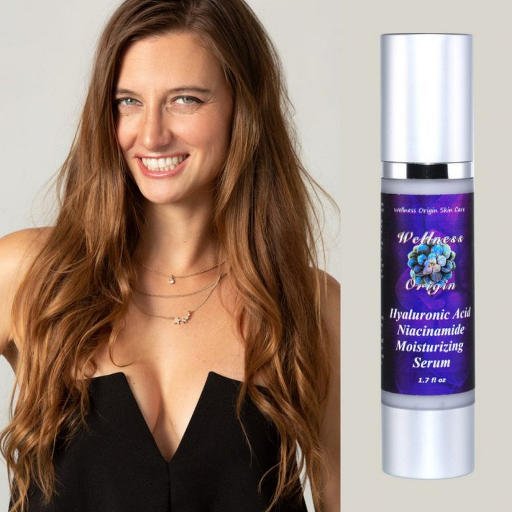 Wellness Origin Hyaluronic Acid & Niacinamide Moisturizing Serum |  Hydrating, Rebuilding Collagen , Anti-Aging, 1.7 oz