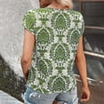 thumbnail image 4 of Blczomt Womens Tops 2025 Summer Trendy Shirts Batwing Sleeve Loose Green Keyhole Neck Women Shirts, 4 of 4