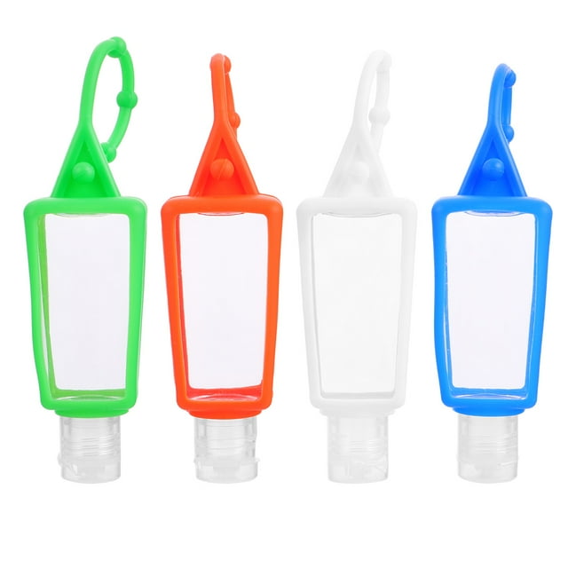 BRIGHTFUFU Botellas de viaje de desinfectante de manos de plástico de 4 piezas Recipientes de líquido a prueba de fugas de 30 ml