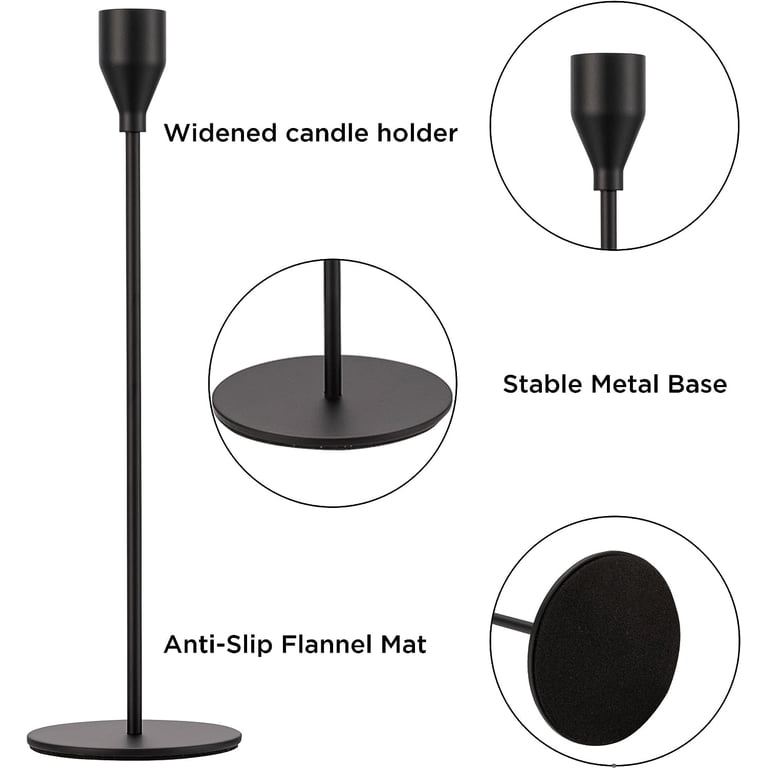 HBlife Matte Black Taper Candlestick Holders, Set of 3 photo 8