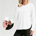 thumbnail image 2 of hotojiny Workout Tops for Women Crewneck Long Sleeve Shirts with Curved Hem UPF 50+ Sun Shirts for Hiking Running Gym Clothes(White,X-Large), 2 of 7