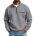 thumbnail image 3 of Daweinan Men's Quarter Zip Pullover Waffle Stand Collar Long Sleeve Pullover Sweatshirt with Zipper Chest Design Casual Loose Fit Athletic Workout Top, 3 of 6