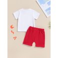 thumbnail image 5 of Musuos Toddler Boys 4th of July Shorts Sets 3 6 12 18 24M 3Y White Short Sleeve Letter Flag Print T-shirt with Red Shorts Casual Sets, 5 of 10